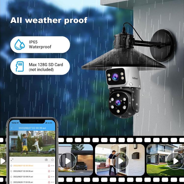 SriHome SH068 E27 4MP HD Dual Lens Light Bulb Camera Outdoor IP66 Waterproof SriHome SH068 E27 4MP HD Dual Lens Light Bulb Camera Outdoor IP66 Waterproof